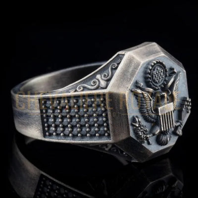 Chevalière Américaine Argent Massif : Symbole de Puissance-Chevaliere Royale - 