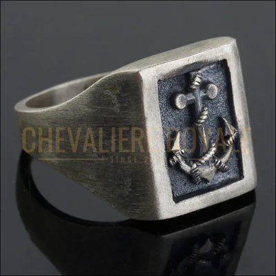 Chevalière Ancre de Marin Faite Main - Symbole d'Aventure en Argent-Chevaleire Royale - 