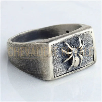 Chevalière Araignée : Une Œuvre d'Art Masculine Unique en Argent Massif-Chevaliere Royale - 