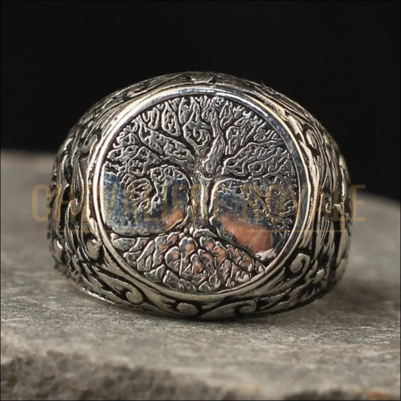 Bague Chevalière Femme Arbre De Vie Ajourée - Acier Inoxydable, Zirconium, Or Ou Argent