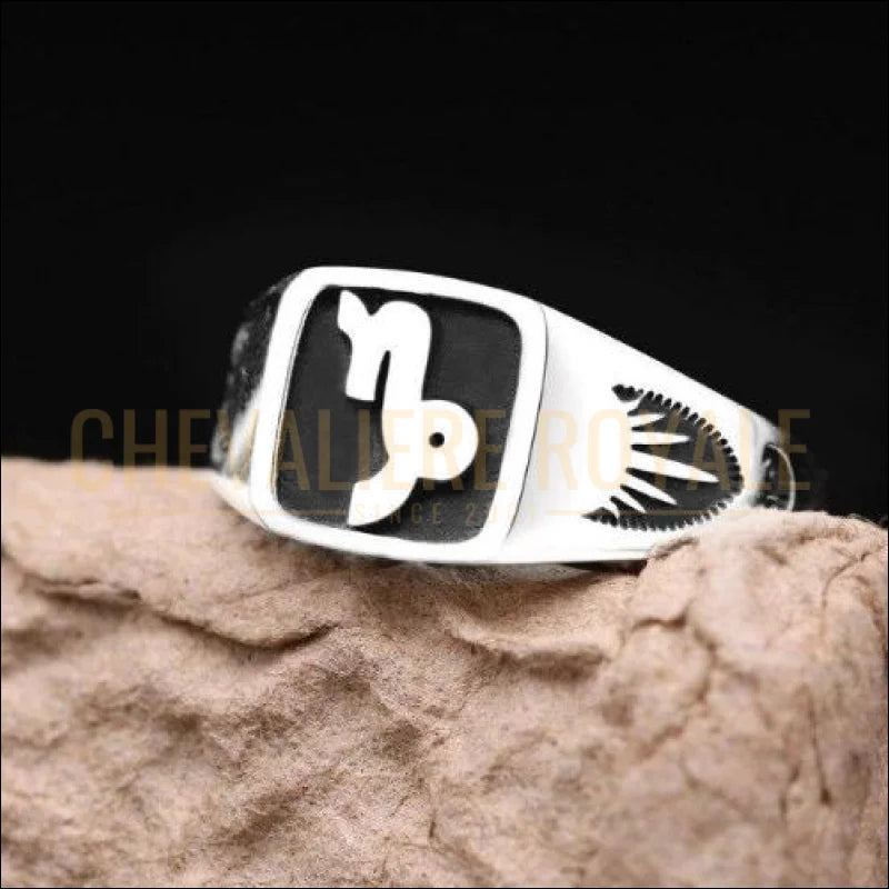 Bague Chevalière argent12 signe du zodiaque pour homme et femme capriconne