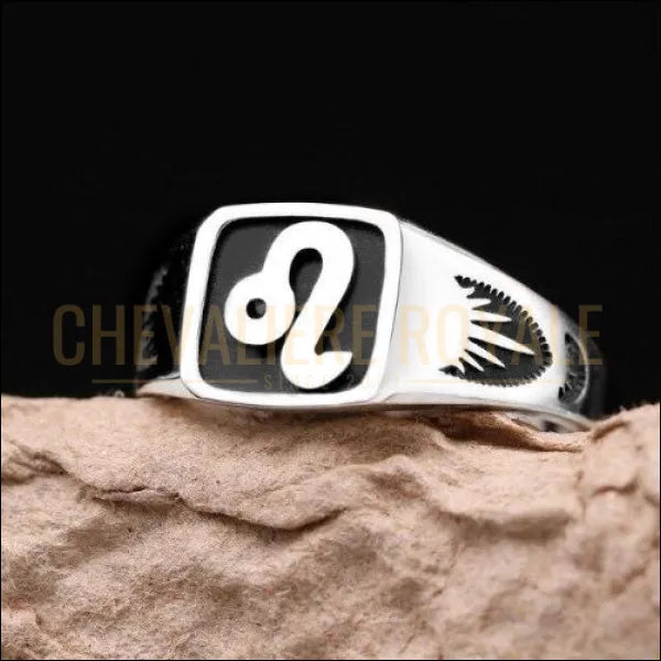 Bague Chevalière argent12 signe du zodiaque pour homme et femme  lion