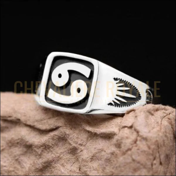 Bague Chevalière argent12 signe du zodiaque pour homme et femme cancer