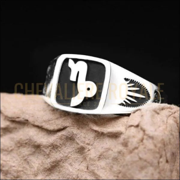 Bague Chevalière argent12 signe du zodiaque pour homme et femme capriconne