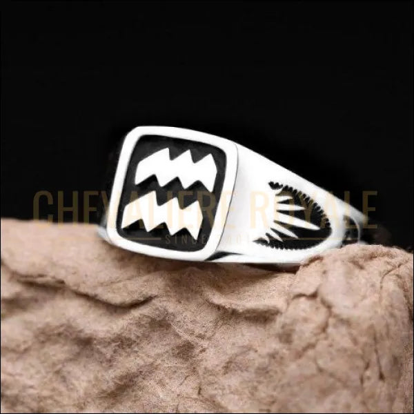 Bague Chevalière argent12 signe du zodiaque pour homme et femme verseau