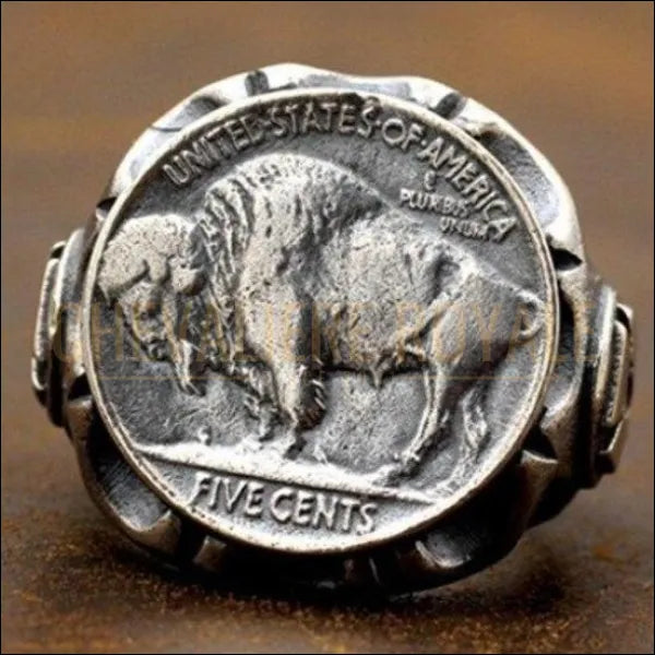 BAGUE Chevalière argent avec la pièce de monnaie (five cents USA)