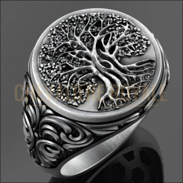 Chevaliere-argent-avec-symbole-de-arbre-de-vie