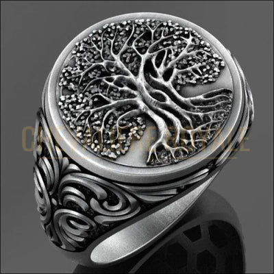 Chevaliere-argent-avec-symbole-de-arbre-de-vie