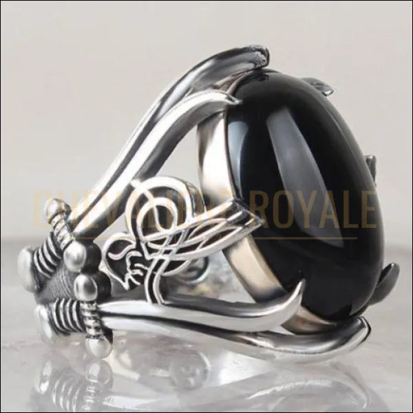 Chevaliere-argent-design-islamique-pierre-onyx-noire-ali