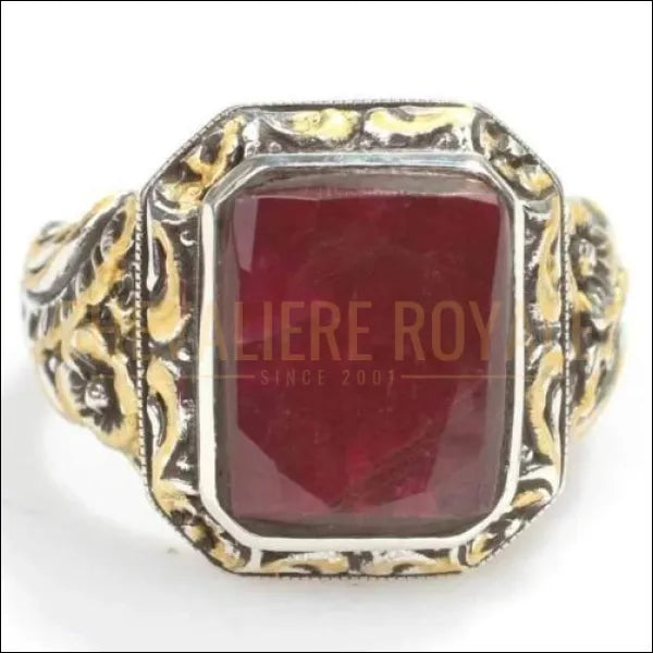 Chevalière En Argent Massif 925 Sertie De Pierres Précieuses Assorties - Joaillerie Ottomane Faite Main