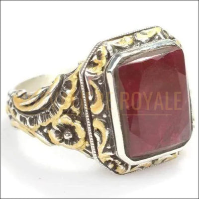 chevaliere argent homme avc pierre rubis 