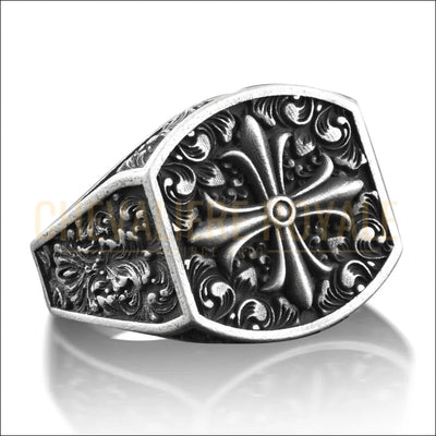 Chevalière Argent Homme avec Motif Fleur de Lis-Chevaliere-Royale-54