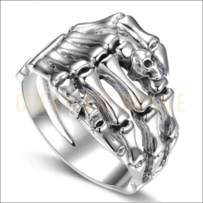 Chevalière argent homme et femme main squelette rétro vintage