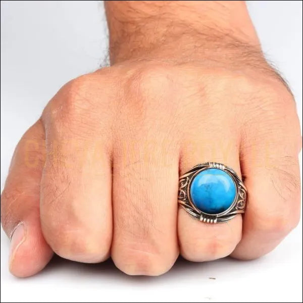 bague-chevaliere-homme-pierres-precieuse-turquoise -pas-cher