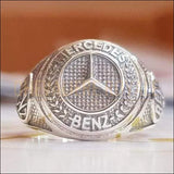 Chevalière argent inspiré du logo de Mercedes Benz design 3D