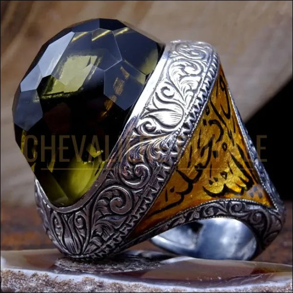 bague chevaliere argent islamique musulmane artisanale avec gravure