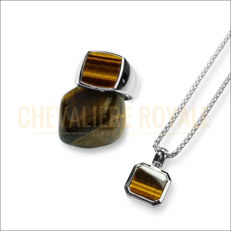 Chevalière Argent Massif avec Œil de Tigre - L'Équilibre au Poignet - Chevaliere Royale - 658
