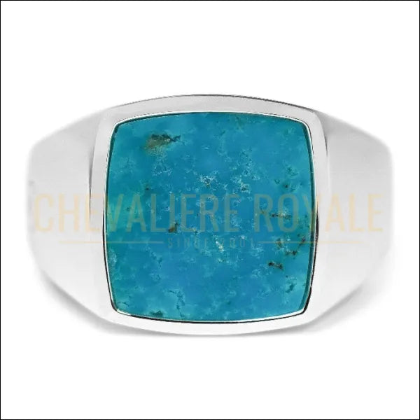 Chevalière Argent Massif avec Turquoise - Sagesse et Caractère Réunis - Chevaliere Royale - 