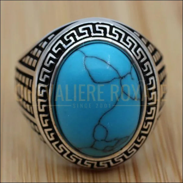 Bague Chevalière argent massif la pierre turquoise brillante 