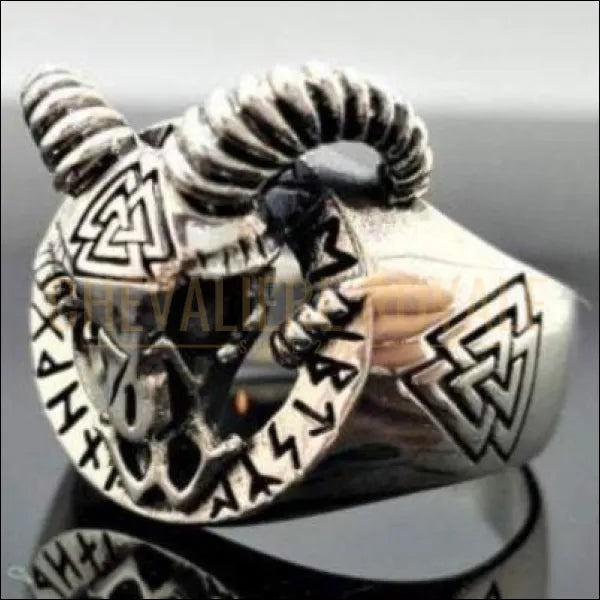 Bague Tête De Bélier En Argent Massif - Bijou Ancien Style Antique, Occasion