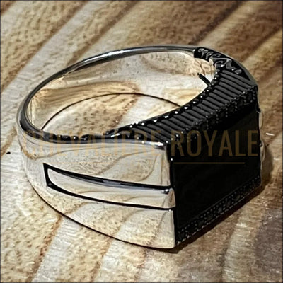Chevalière argent massif Onyx noir | Élégance masculine- Chevaliere Royale - 