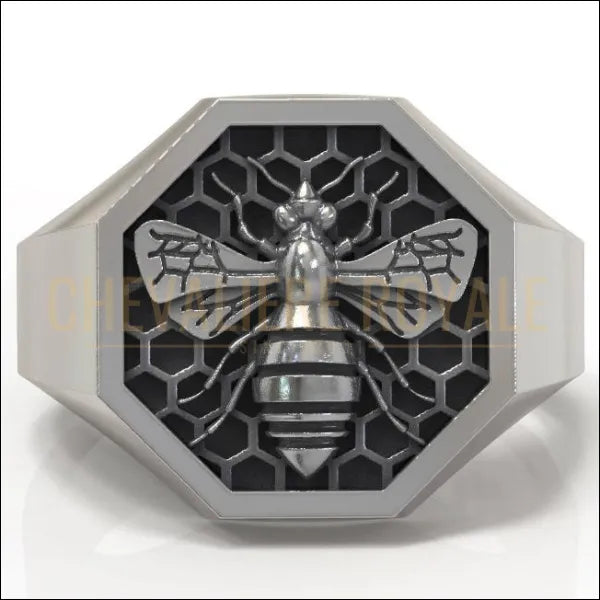 Chevaliere argent massif pour homme et femme l abeille de miel 48