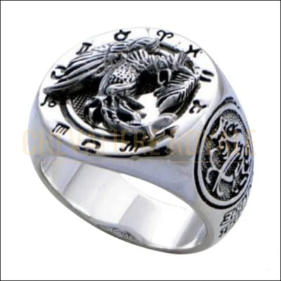 Chevalière argent massif : Quatre Dieux, Bête, Pinson Rose-Chevaliere Royale - 