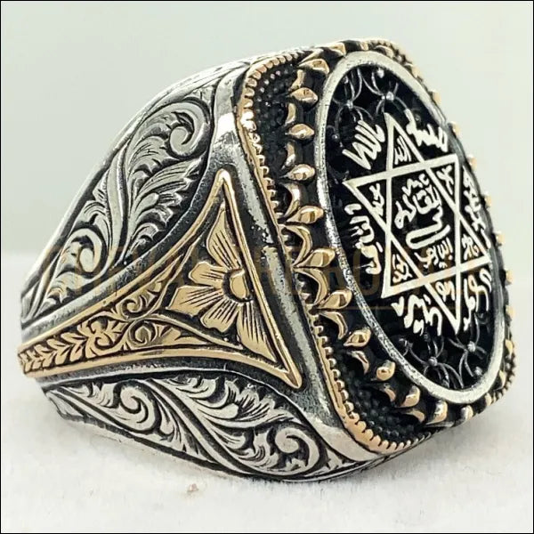 Chevaliere argent Sceau De Salomon la protection divine 52