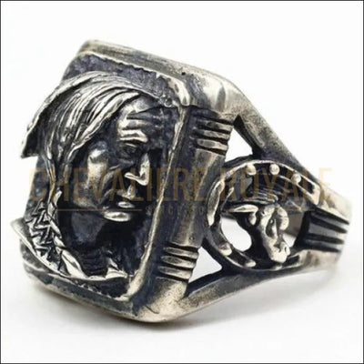 Chevalière argent massif 925 conception antique unique Indien