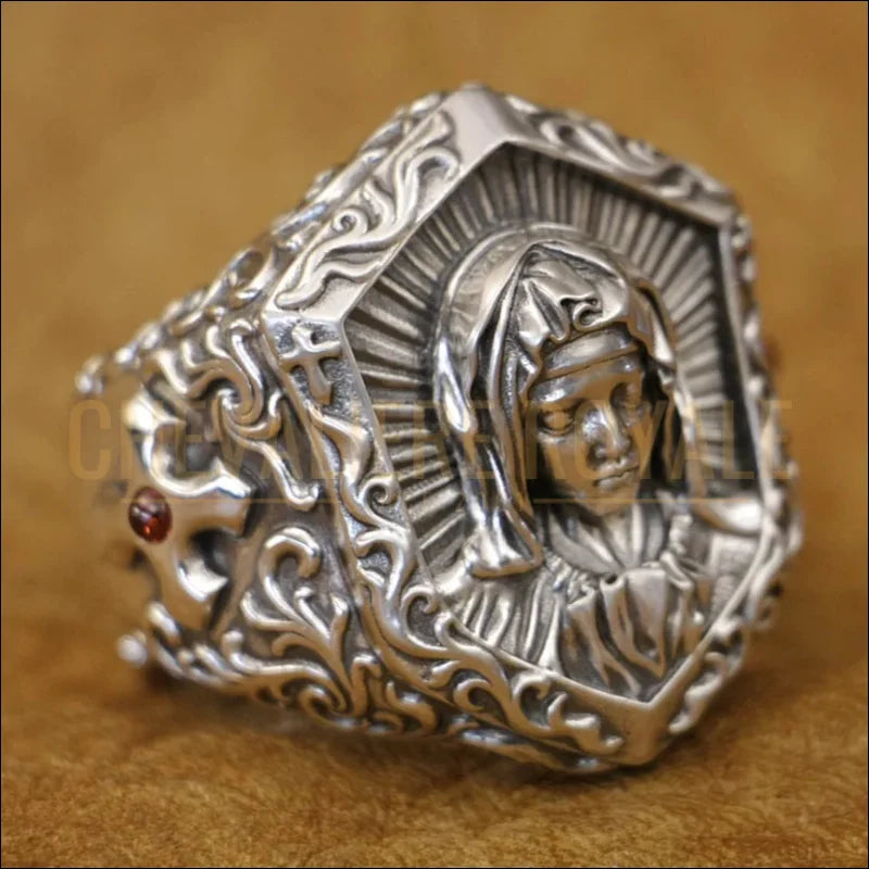 Chevalière Argent Vierge Marie - Bijou Religieux pour Homme-Chevaliere-Royale-12
