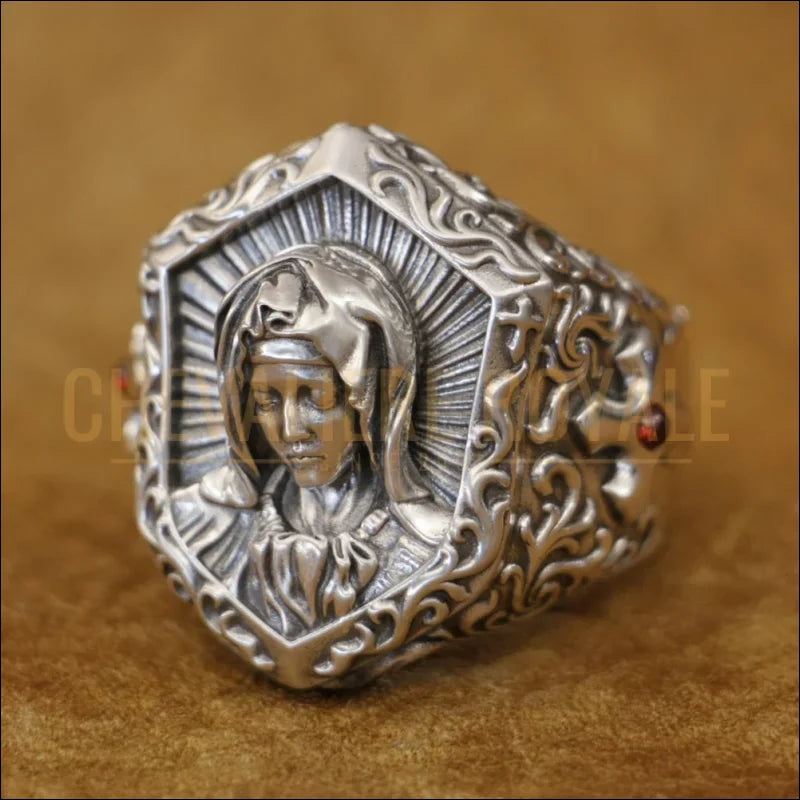 Chevalière Argent Vierge Marie - Bijou Religieux pour Homme-Chevaliere-Royale-846