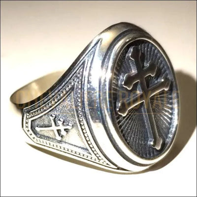 Chevalière Artisanale Argent : Élégance Unique à Trois Croix-Chevaliere Royale-4