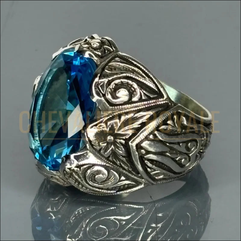 Bague-pour-hommes-argent-aigue-marine-chevaliere-royale