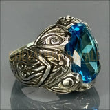 Chevalière Artisanale en Argent Massif ; Aigue-Marine : Le Joyau Baroque