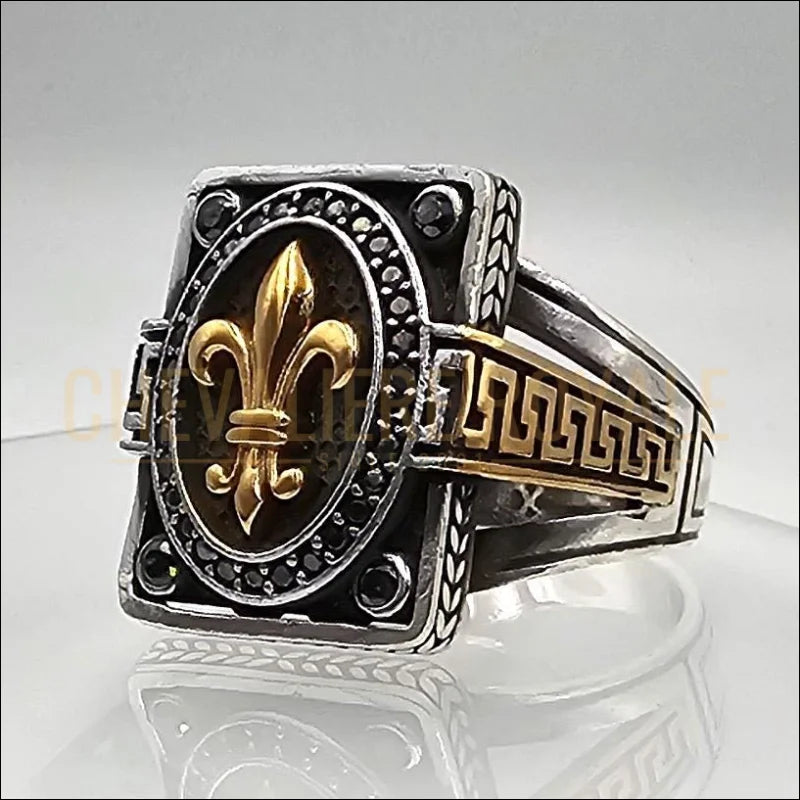 Chevalière artisanale en argent massif – Fleur de Lys royale-Chevaliere-Royale-321