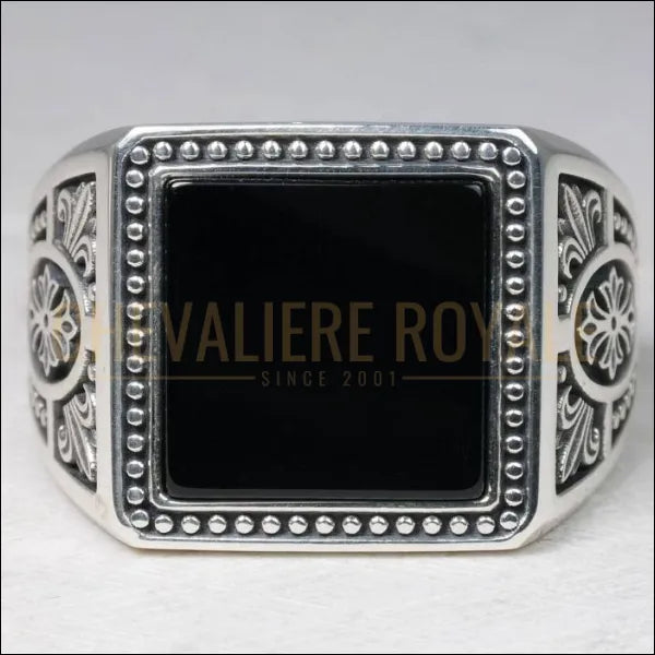 Bague Chevalière Homme En Argent 925 Avec Onyx Noir - Taille 65 (20,6 Mm), Fabrication Allemande