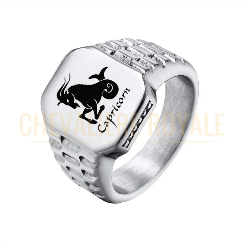 Chevalière carrée personnalisable – symbole horoscope