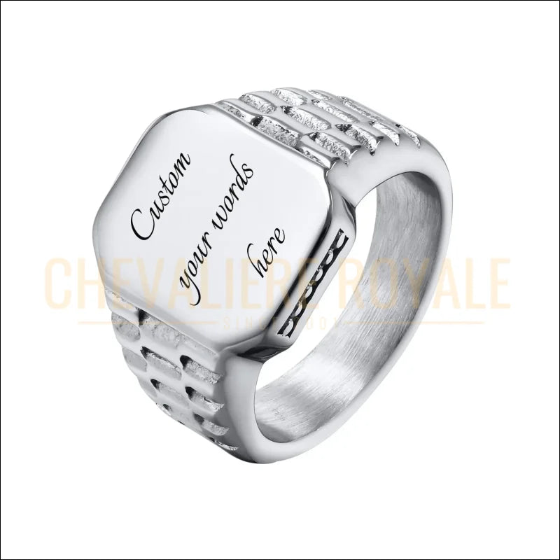 Chevalière carrée personnalisable – symbole horoscope