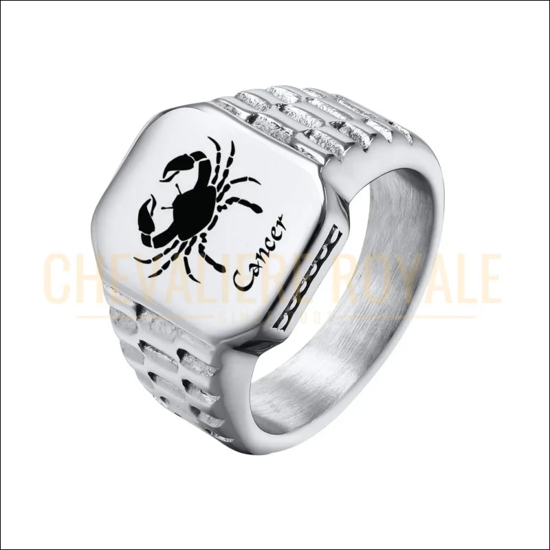 Chevalière carrée personnalisable – symbole horoscope
