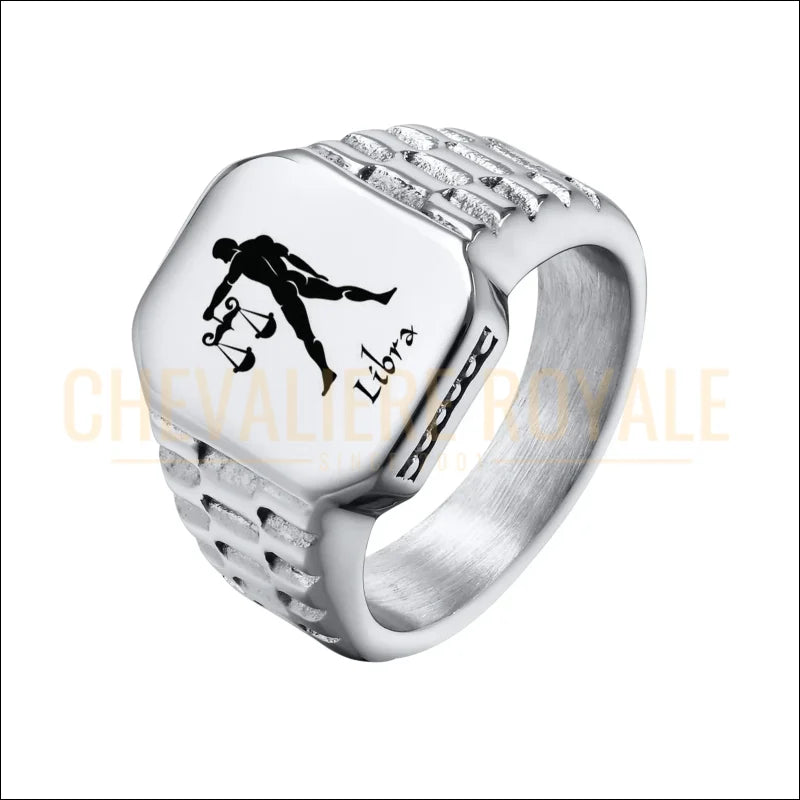 Chevalière carrée personnalisable – symbole horoscope