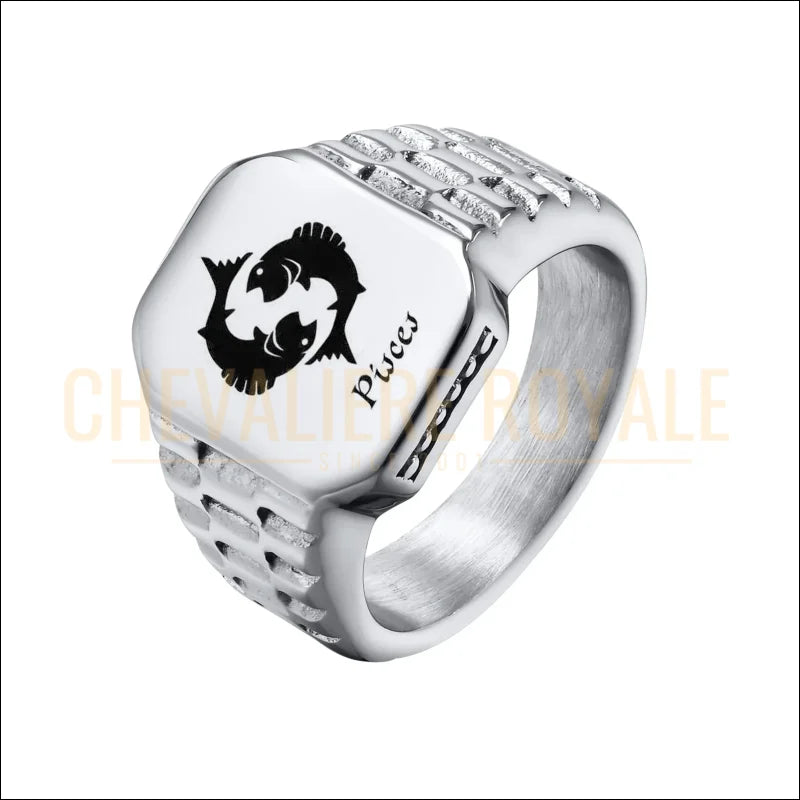 Chevalière carrée personnalisable – symbole horoscope