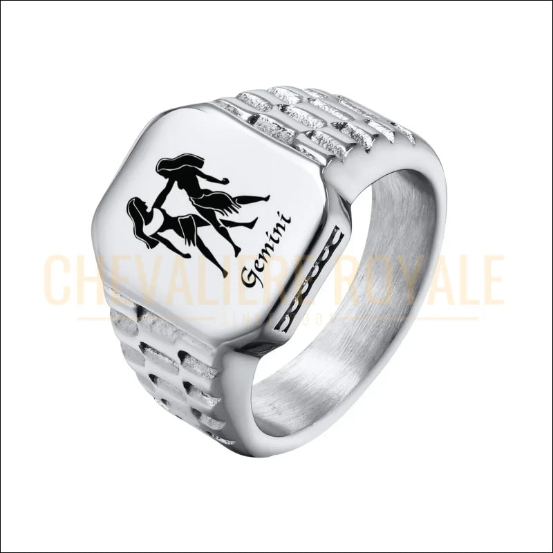 Chevalière carrée personnalisable – symbole horoscope