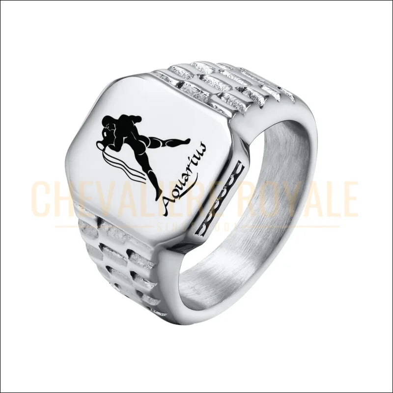 Chevalière carrée personnalisable – symbole horoscope