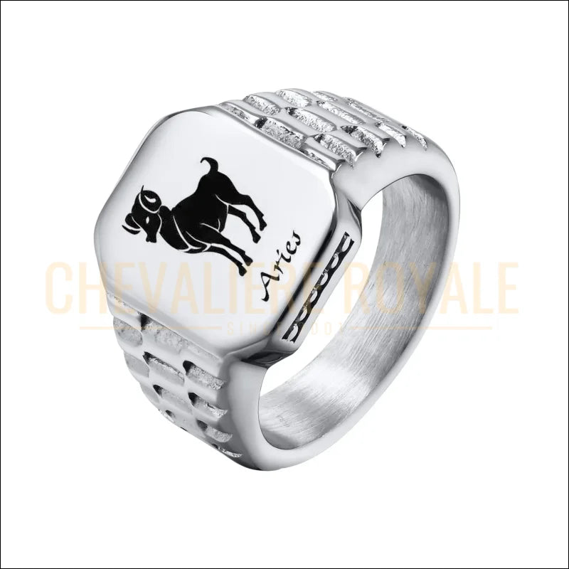 Chevalière carrée personnalisable – symbole horoscope