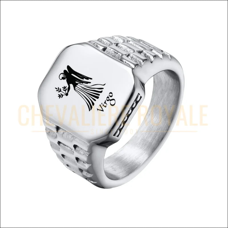 Chevalière carrée personnalisable – symbole horoscope