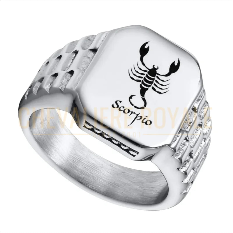 Chevalière Carrée Personnalisable – Symbole, Horoscope-chevaliere-royale-20525