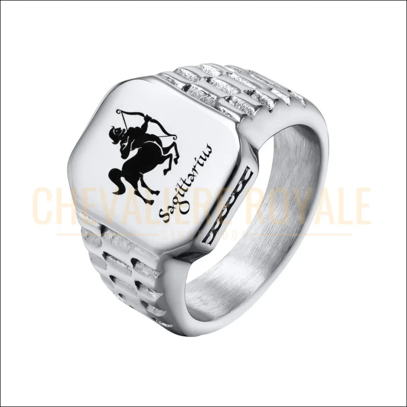 Chevalière carrée personnalisable – symbole horoscope