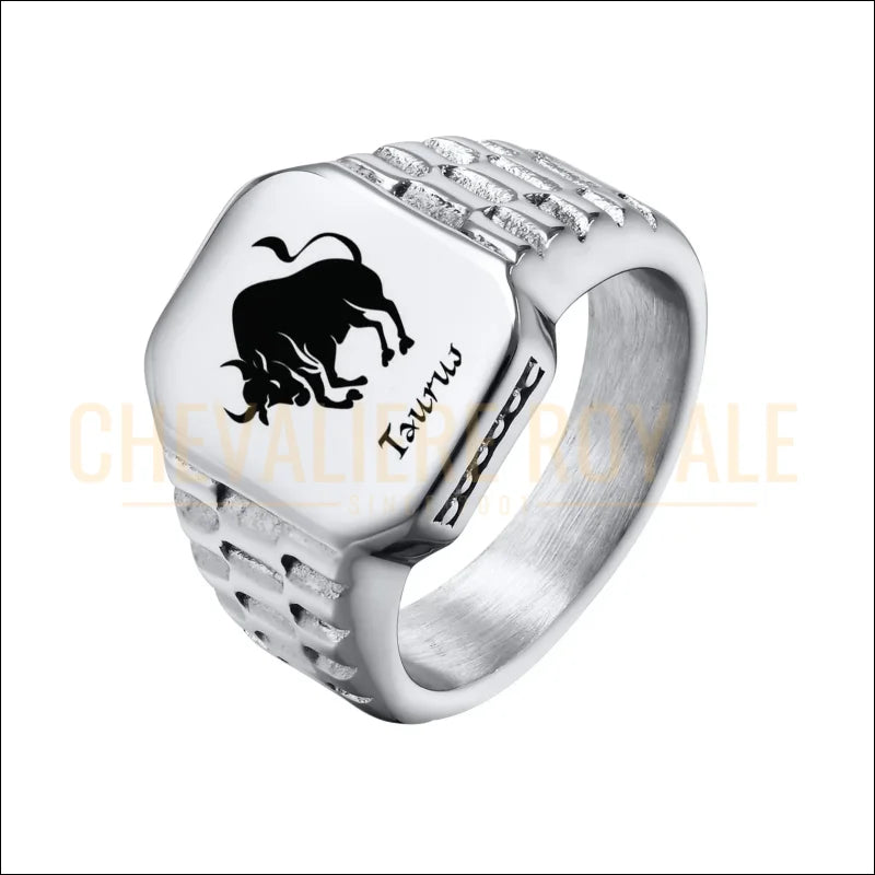 Chevalière carrée personnalisable – symbole horoscope