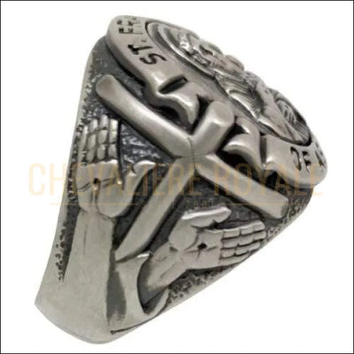 Chevaliere-catholique-style-antique-argent-Saint-Francois-d-Assise