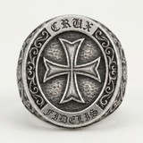 Chevalière Homme Argent Croix Templière | Fleur de Lys & Lion